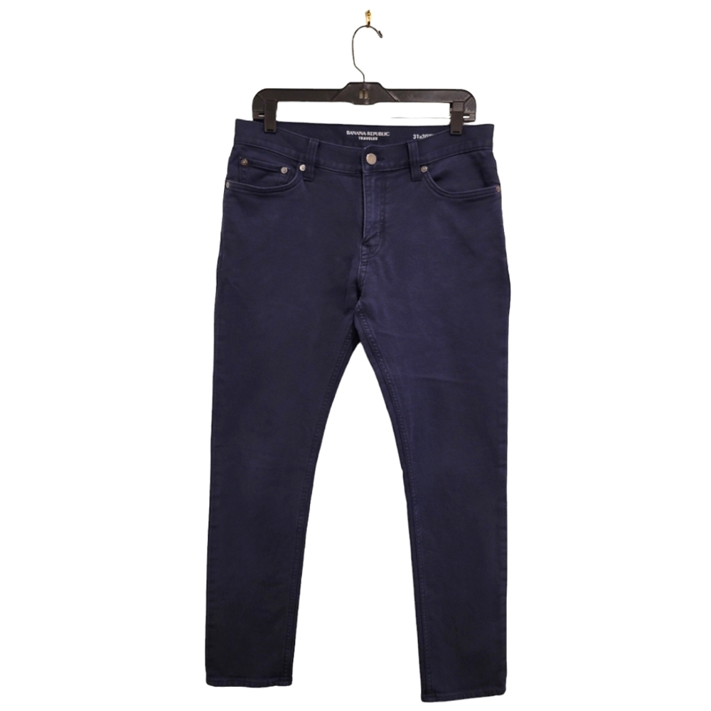 Banana Republic Men's Skinny Traveler Navy Dark Blue Pants Chinos Khakis 31 x 30